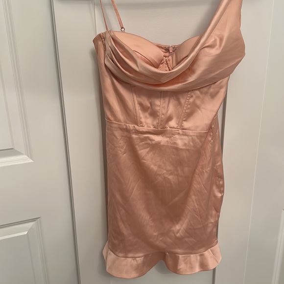 Pleated Hemline Corset Mini Dress in Blush - Picture 4 of 6